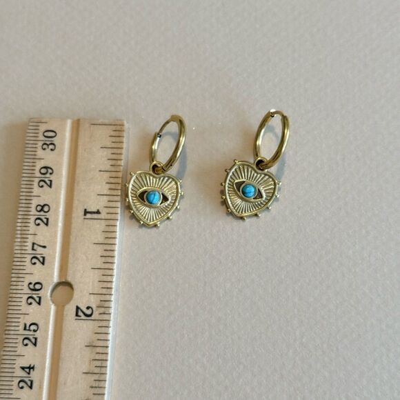 Evil Eye Hoop Earrings #1532 - Picture 3 of 3